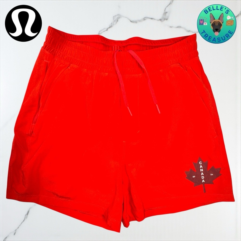 Lululemon x Canada Olympics 2024 Shorts Men XS Pace Breaker Red Lined Drawstring
